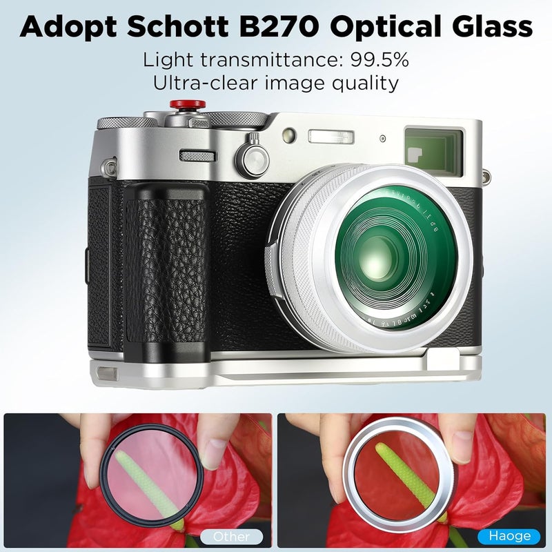 Haoge MC UV Camera Lens Protection Filter for Fujifilm X100VI Fuji X100V Camera Accessory with Integrated Adapter Ring Silver LUV-XVIS-Multi Waterproof Nano Coated HD Optical Glass - Image 3